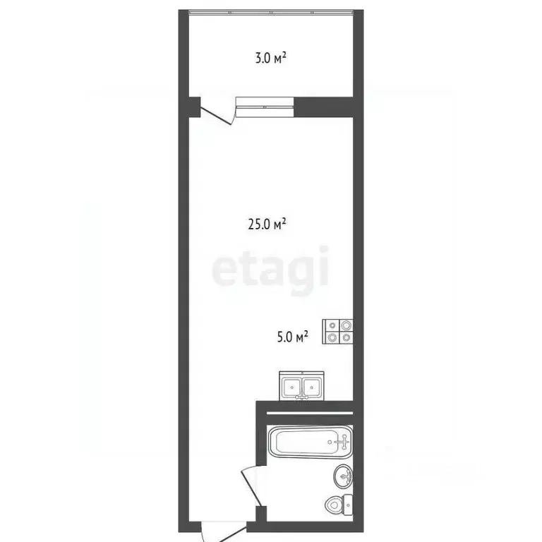 Студия Ростовская область, Ростов-на-Дону ул. Нансена, 103/1/6 (25.0 ... - Фото 2