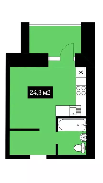 Квартира-студия: Чигири, улица Василенко, 7/1 (24 м) - Фото 0