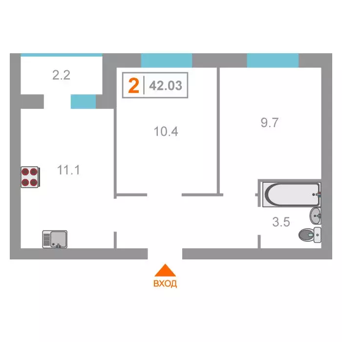 2-комнатная квартира: Тюмень, улица Тимофея Чаркова, 69к3 (41 м) - Фото 1