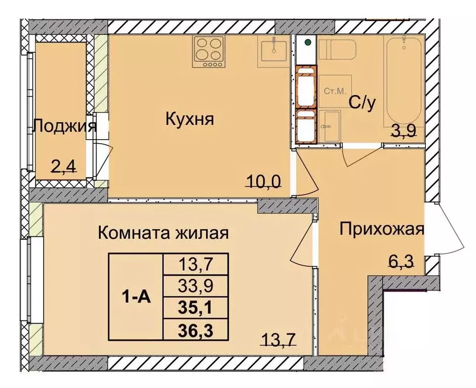 1-к кв. Нижегородская область, Нижний Новгород 1-я Оранжерейная ул. ... - Фото 0