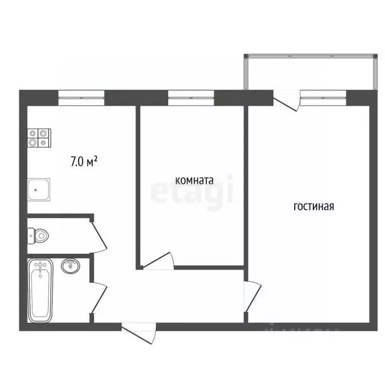 2-к кв. Московская область, Луховицы ул. Жуковского, 34 (43.0 м) - Фото 2