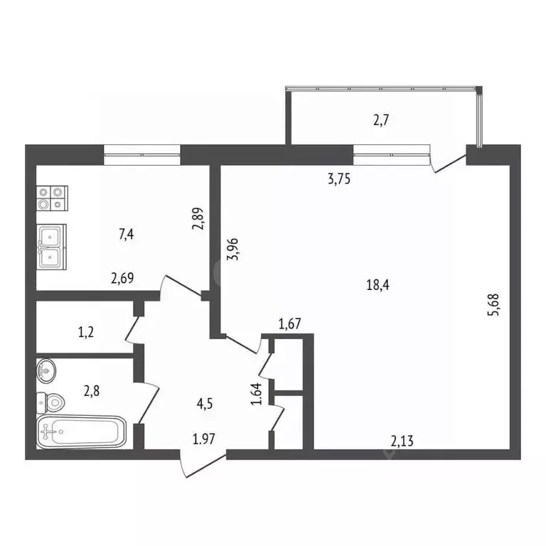 1-к кв. Крым, Саки ул. Набережная (34.9 м) - Фото 2