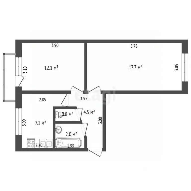 2-к кв. Мордовия, Рузаевка ул. Юрасова, 10 (44.2 м) - Фото 2