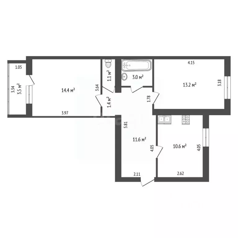 2-к кв. Архангельская область, Котлас ул. Стефановская, 31 (55.5 м) - Фото 2