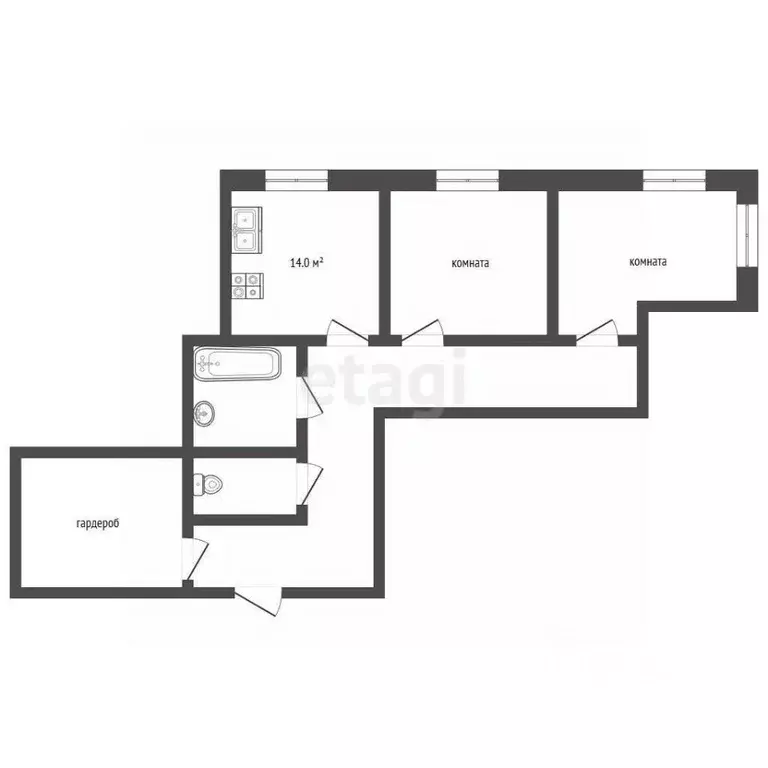 2-к кв. Московская область, Реутов просп. Мира, 12к1 (77.0 м) - Фото 2