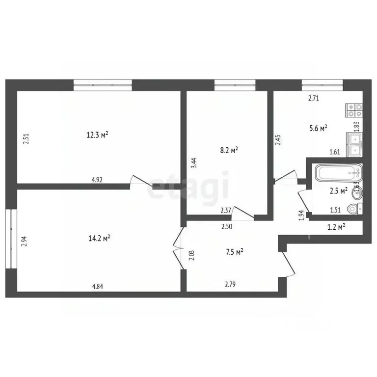 3-к кв. Челябинская область, Сосновский муниципальный округ, с. ... - Фото 2