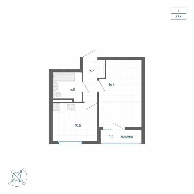 1-комнатная квартира: Екатеринбург, улица Вильгельма де Геннина, 59 ... - Фото 1