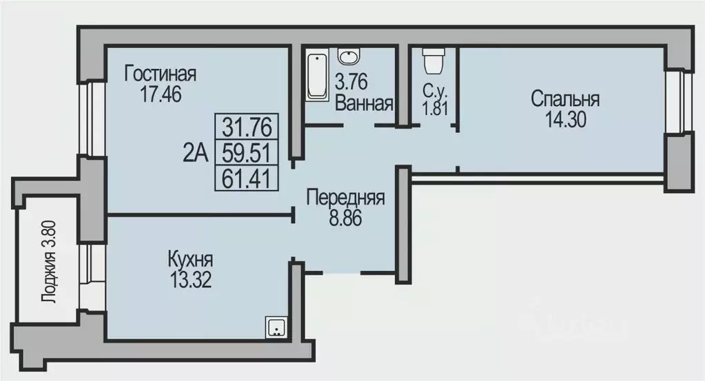 2-к кв. Новосибирская область, Бердск Южный мкр,  (61.41 м) - Фото 0