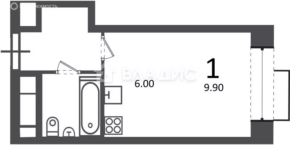 1-комнатная квартира: Москва, Клинская улица, 2А (24.7 м) - Фото 1