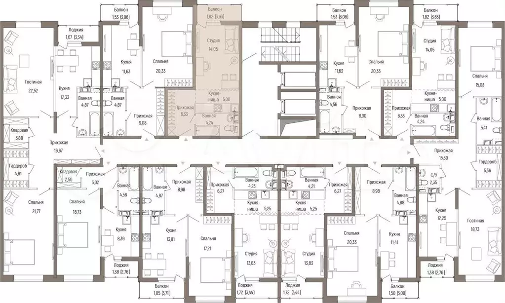 Квартира-студия, 31,4 м, 8/9 эт. - Фото 1