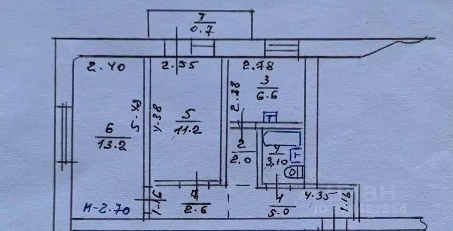 2-к кв. Крым, Феодосия муниципальный округ, Орджоникидзе пгт ул. ... - Фото 2