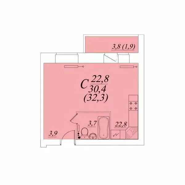 Студия Вологодская область, Вологда Южный мкр,  (32.3 м) - Фото 1