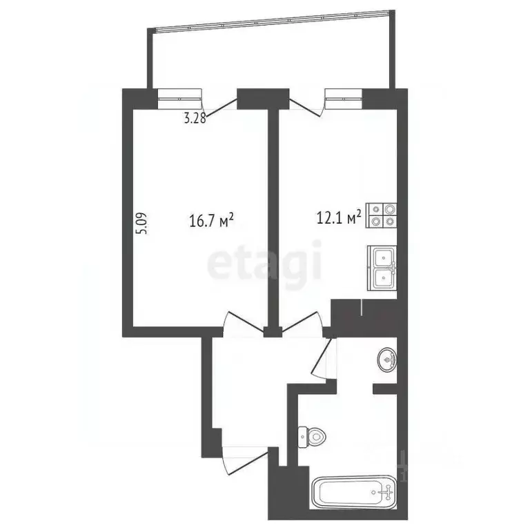 1-к кв. Ханты-Мансийский АО, Сургут тракт Тюменский, 19 (41.8 м) - Фото 0