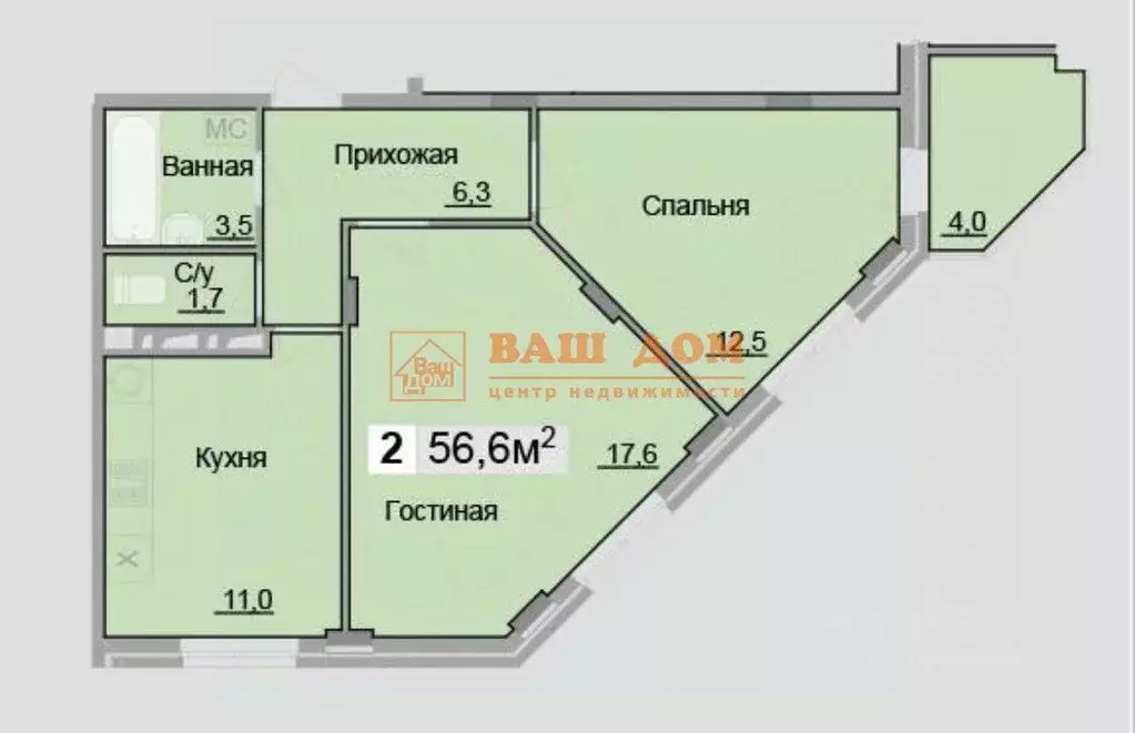 2-к кв. Тульская область, Тула городской округ, д. Харино ул. ... - Фото 2