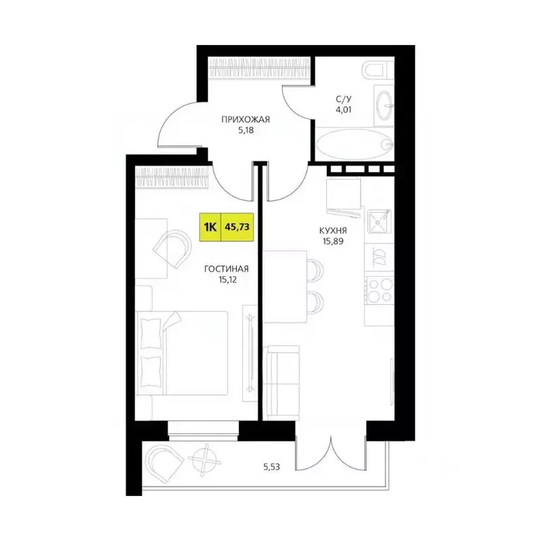 1-к кв. Дагестан, Дербент  (45.73 м) - Фото 1