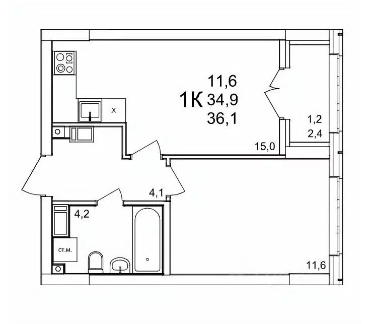 1-к кв. Нижегородская область, Нижний Новгород д. Анкудиновка, КМ ... - Фото 1