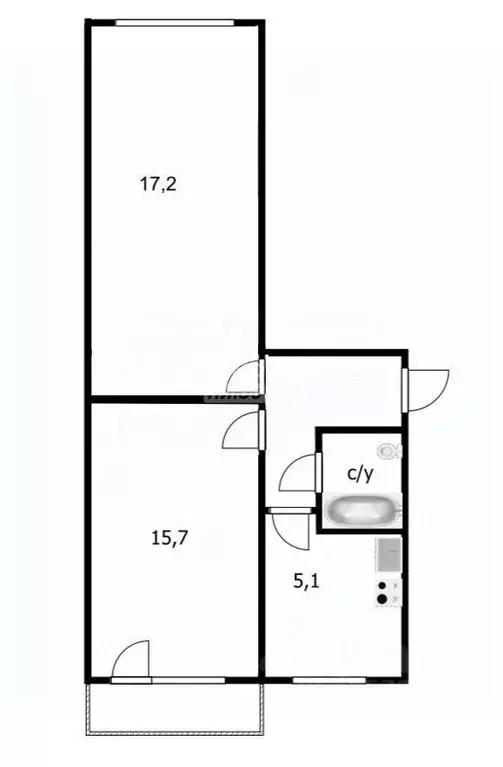 2-к кв. Томская область, Томск ул. 79-й Гвардейской Дивизии, 22 (43.9 ... - Фото 2