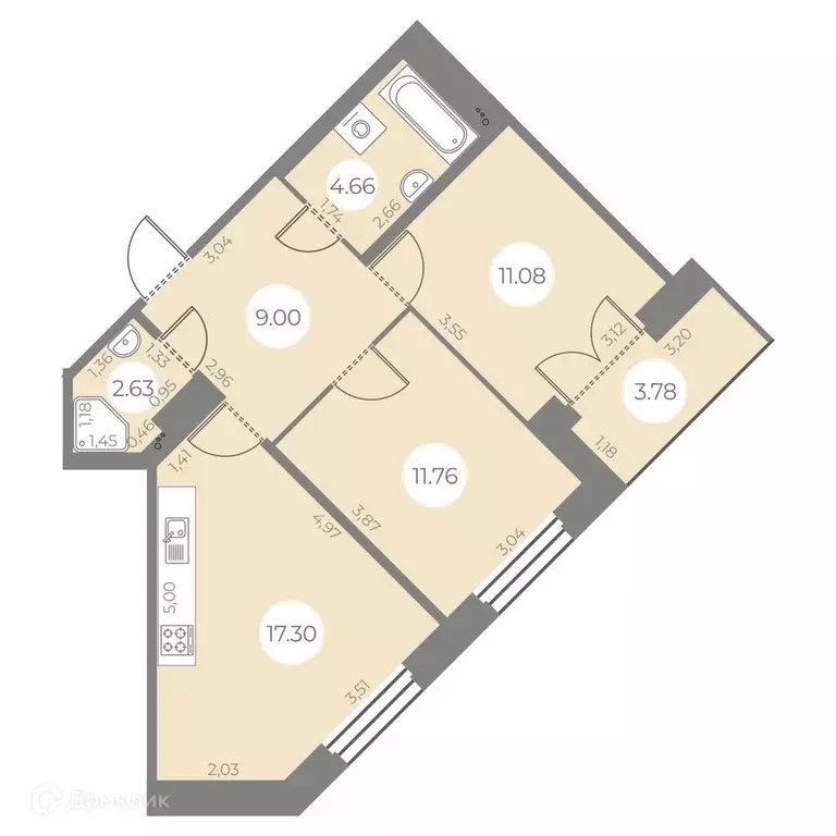 Продаётся 2-к квартира, 58.3 м - Фото 0