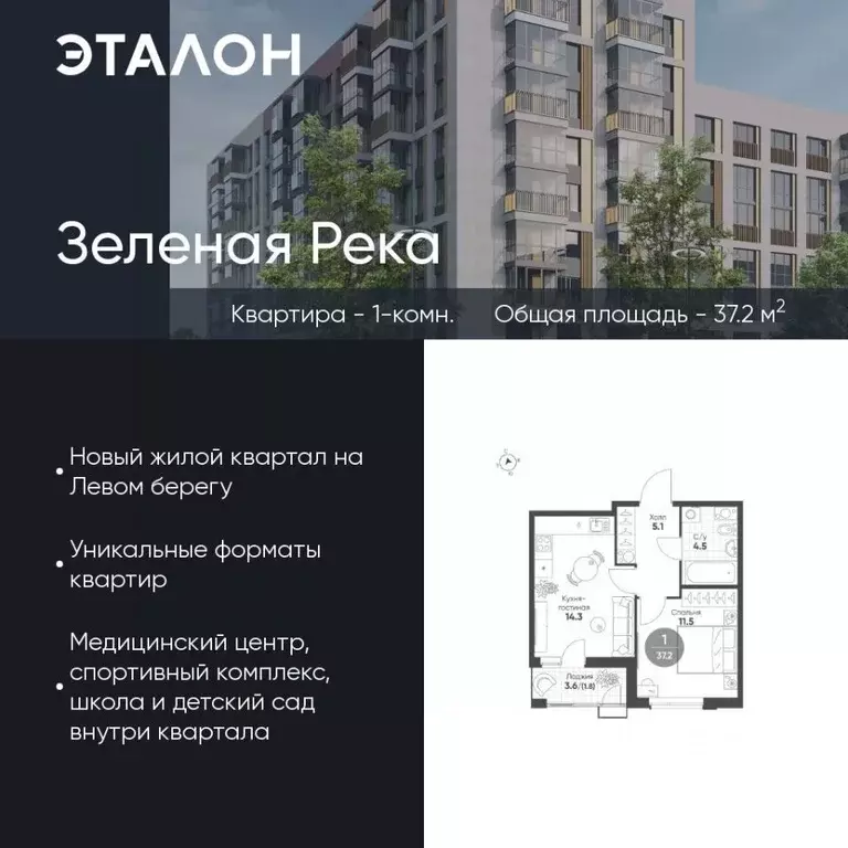 1-к кв. Омская область, Омск Зеленая река мкр,  (37.2 м) - Фото 0