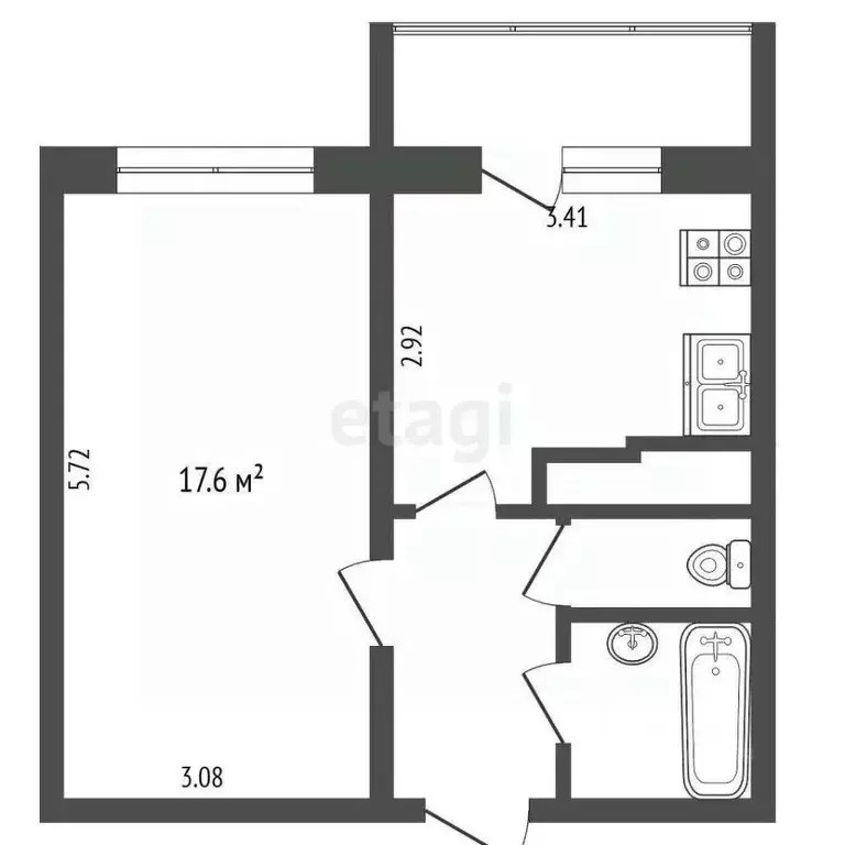 1-к кв. Белгородская область, Белгородский район, Разумное рп ул. ... - Фото 2