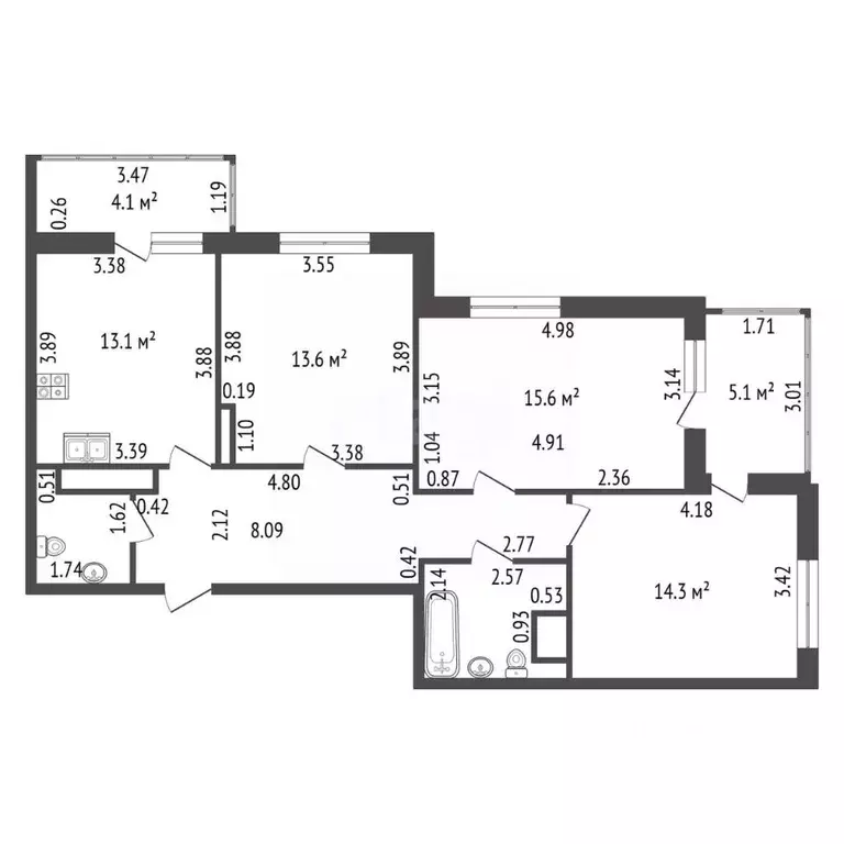 3-к кв. Санкт-Петербург просп. Героев, 35 (79.1 м) - Фото 2