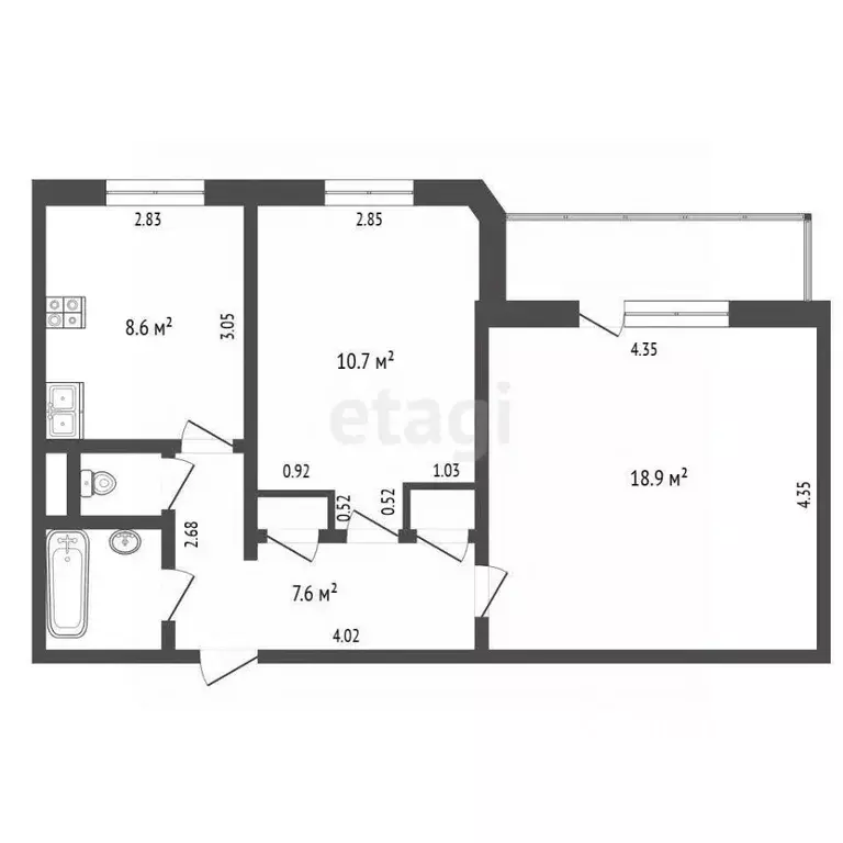 2-к кв. Костромская область, Кострома Полянская ул., 37 (50.7 м) - Фото 2