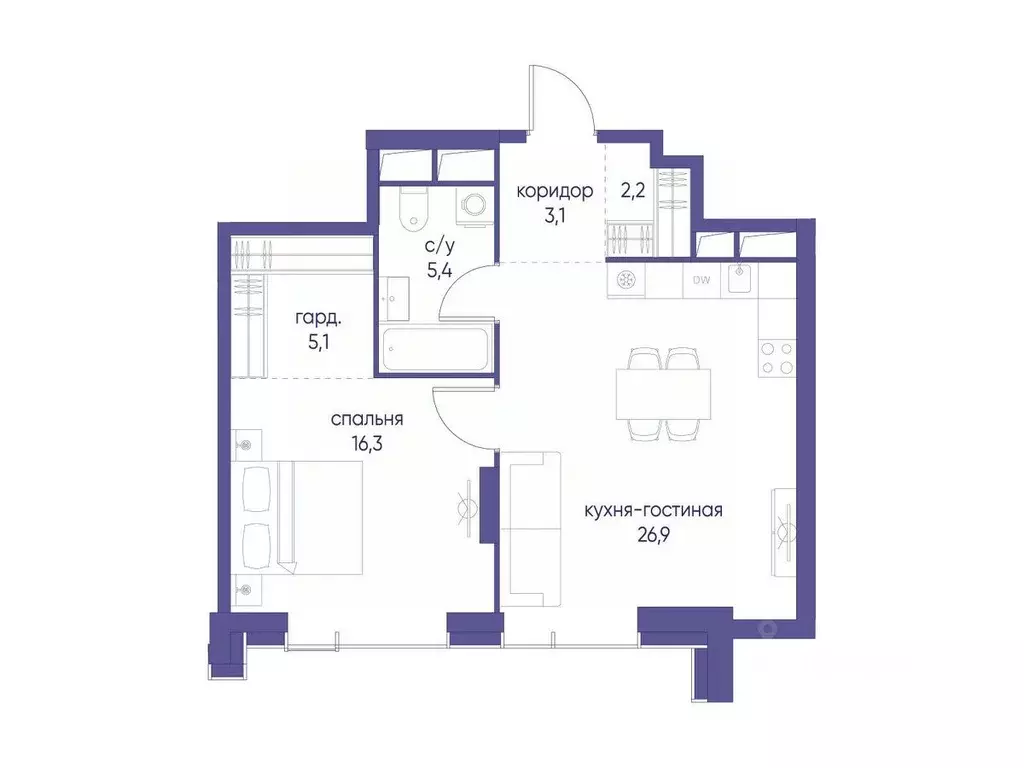 1-к кв. Москва Начало жилой комплекс (59.0 м) - Фото 1