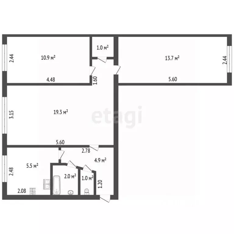 3-к кв. Санкт-Петербург Белградская ул., 6К3 (58.3 м) - Фото 2