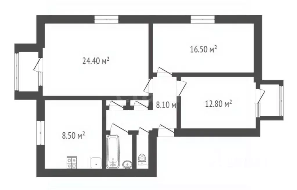 3-к кв. Воронежская область, Борисоглебск Поворинский проезд, 4Б (73.6 ... - Фото 2