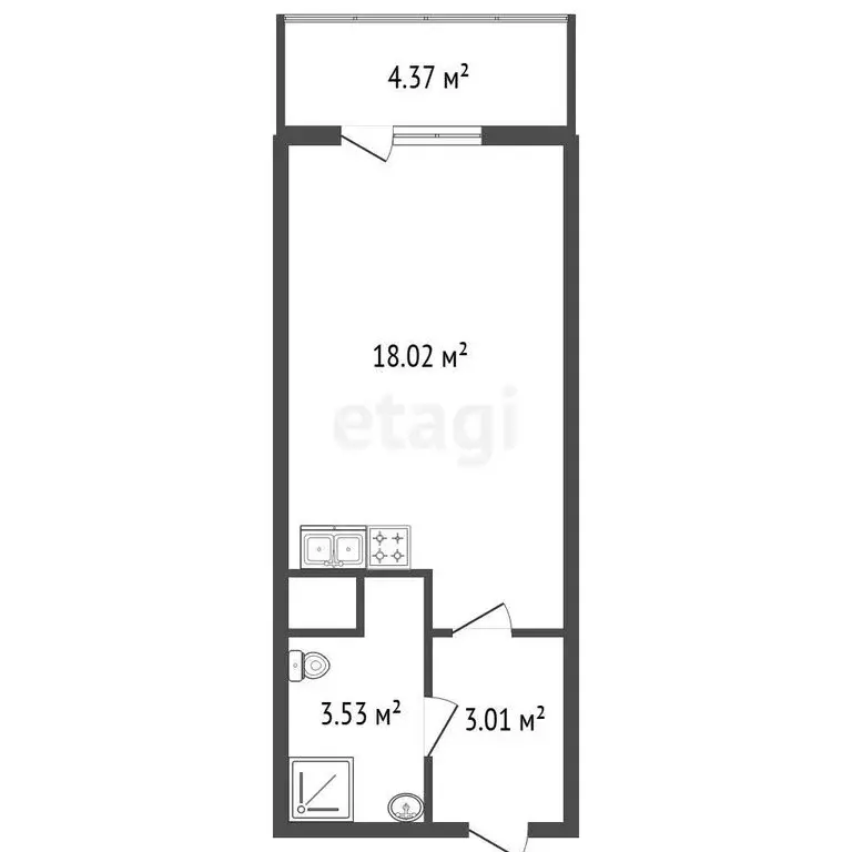 Квартира-студия: Санкт-Петербург, улица Струве, 18 (24.4 м) - Фото 1