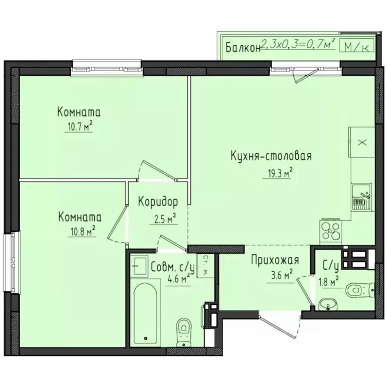 2-к кв. Удмуртия, Завьяловский район, с. Первомайский ул. Строителя ... - Фото 1