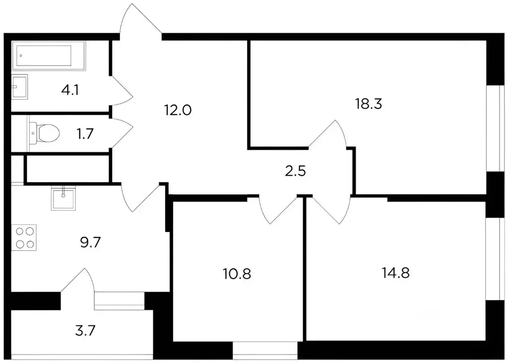 3-к кв. Московская область, Мытищи ул. Разведчика Абеля, 3А (73.7 м) - Фото 1