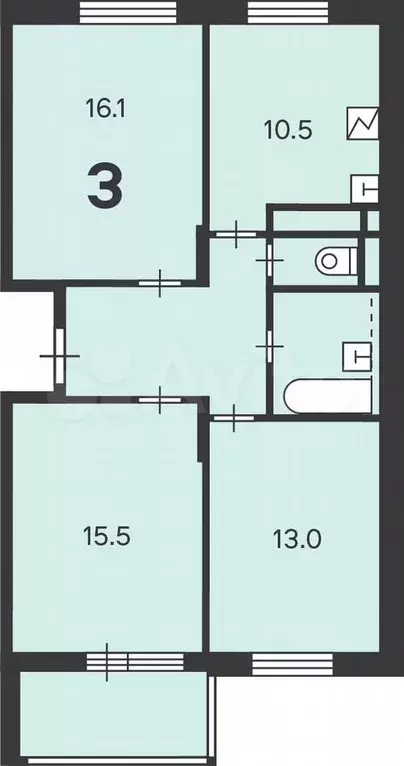 Аукцион: 3-к. квартира, 69,1 м, 15/19 эт. - Фото 0