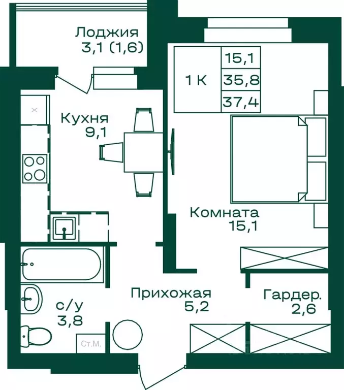 1-к кв. Алтай, Майминский район, с. Майма Алтайская ул., 2к5 (37.4 м) - Фото 1