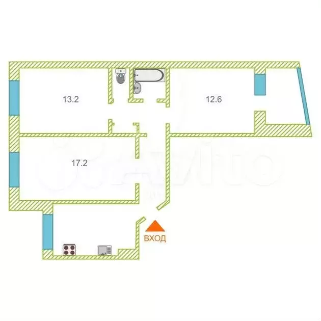 3-к. квартира, 66 м, 1/9 эт. - Фото 0