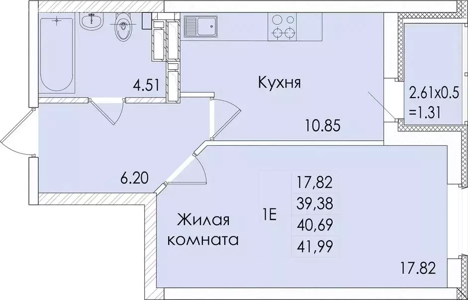 1-комнатная квартира: Ростов-на-Дону, проспект Сиверса, 12Д (40.69 м) - Фото 0