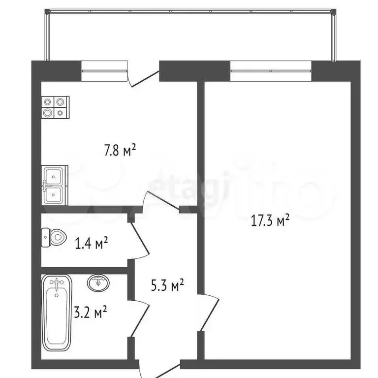 1-к. квартира, 35 м, 5/5 эт. - Фото 0