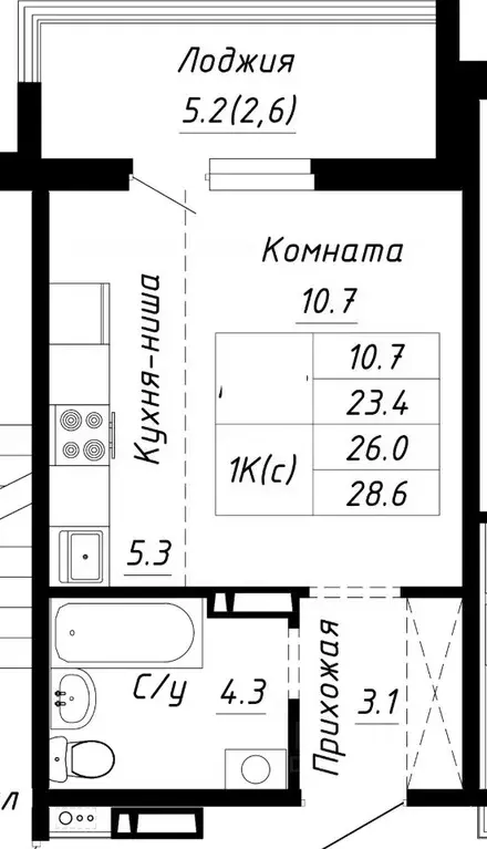 1-к кв. Алтайский край, Барнаул ул. Им. Анатолия Мельникова, 1 (26.0 ... - Фото 0