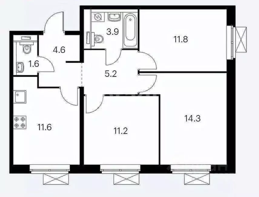 3-к кв. Московская область, Люберцы ул. 8 Марта, 18к1 (64.2 м) - Фото 0