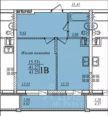 1-к кв. Татарстан, Казань ул. Мансура Хасанова, 13 (43.1 м) - Фото 1