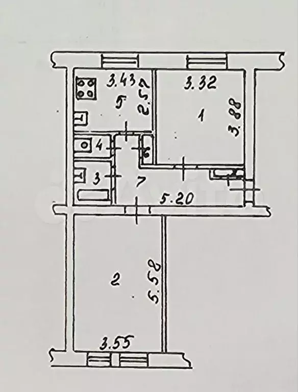 2-к. квартира, 56 м, 1/4 эт. - Фото 0