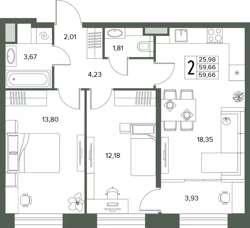 3-к кв. Московская область, Серпухов  (59.66 м) - Фото 1