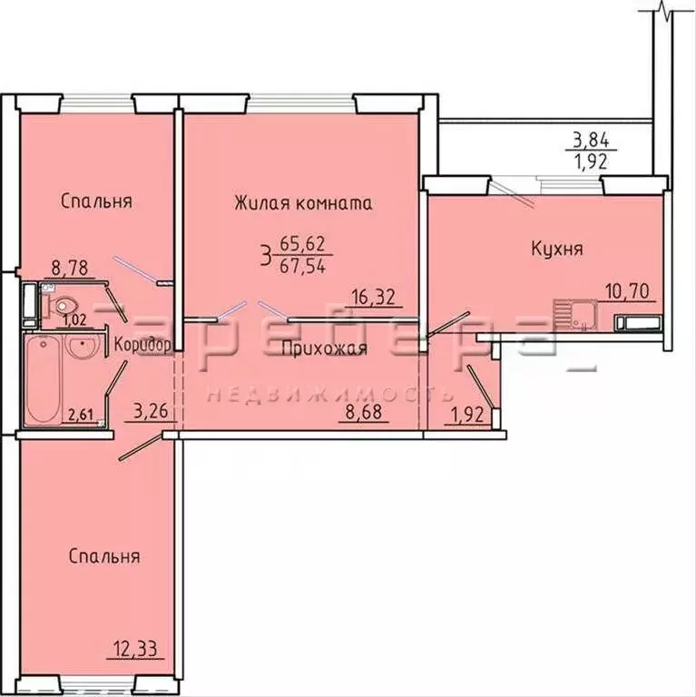 3-комнатная квартира: Красноярск, Линейная улица, 109 (65 м) - Фото 1