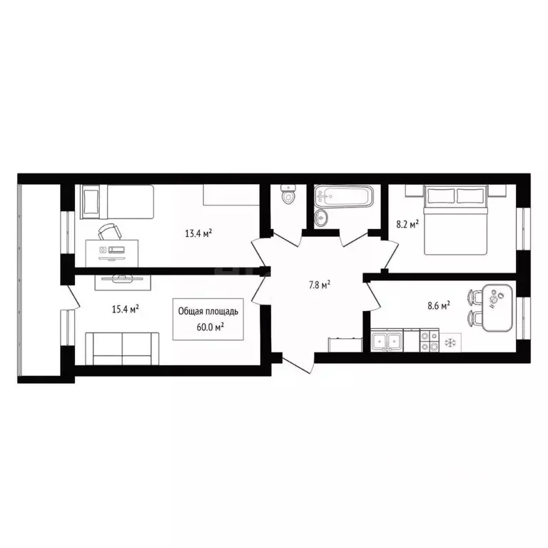 3-к кв. Алтай, Горно-Алтайск Технологический пер. (60.0 м) - Фото 2