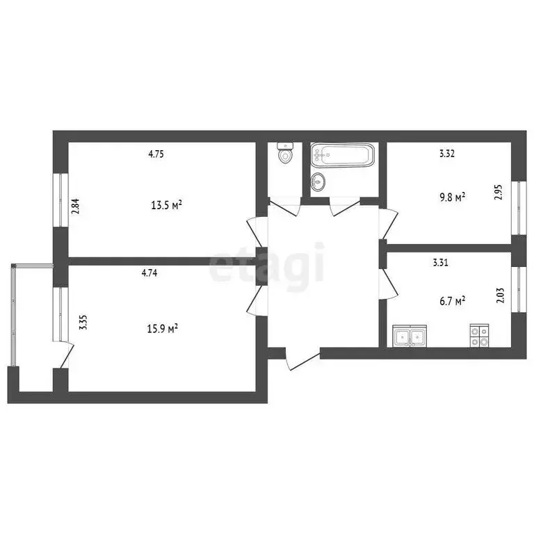 3-комнатная квартира: Муром, улица Мечтателей, 6 (60 м) - Фото 0