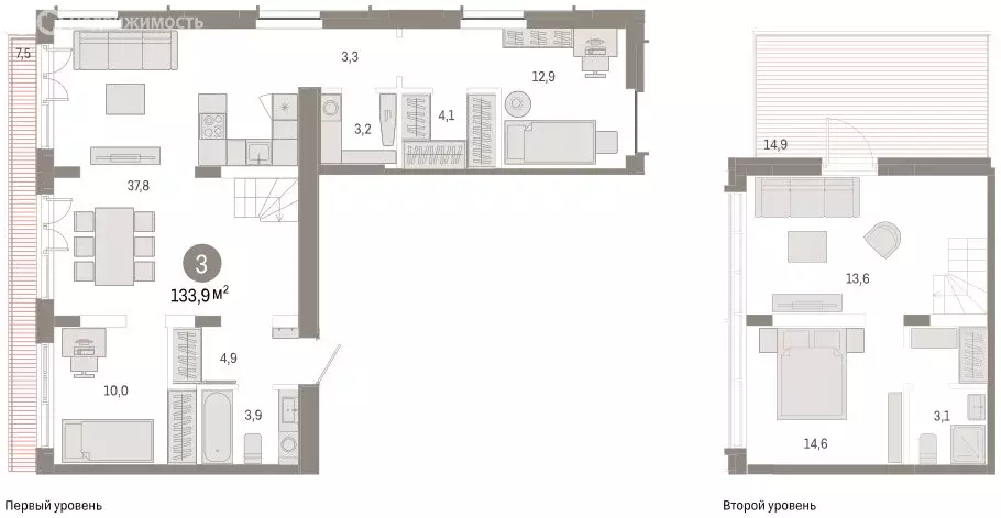 3-комнатная квартира: Тюмень, улица Республики, 205к2 (135 м) - Фото 2