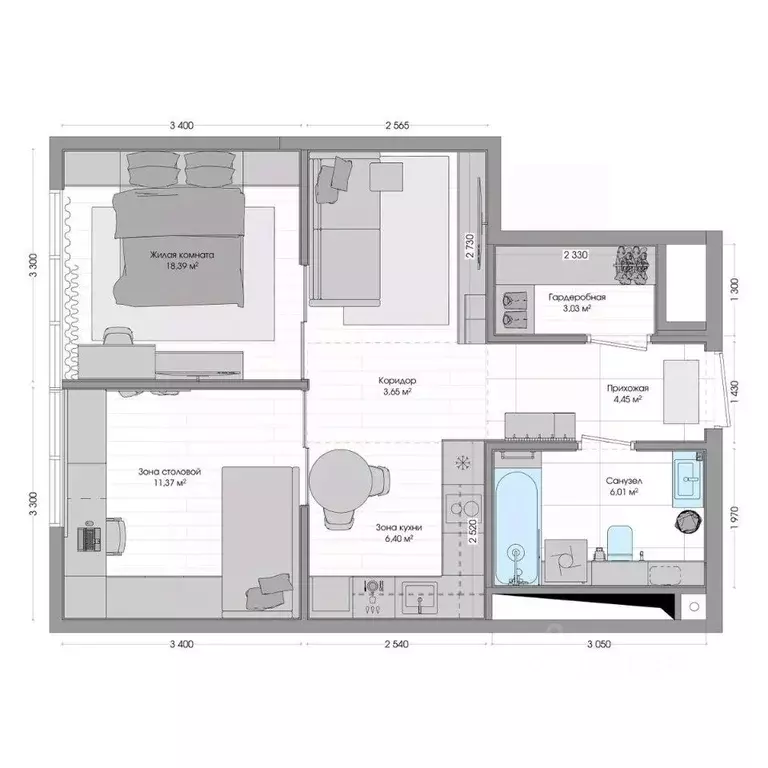 2-к кв. Приморский край, Владивосток ул. Нейбута (54.33 м) - Фото 1