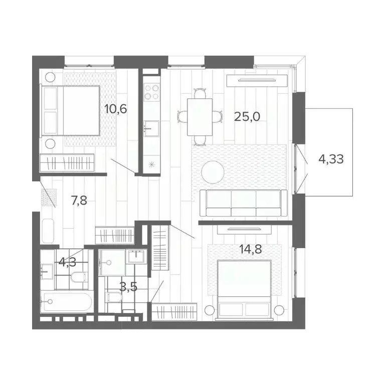 3-к кв. Алтайский край, Барнаул тракт Змеиногорский, 35Б (70.33 м) - Фото 0