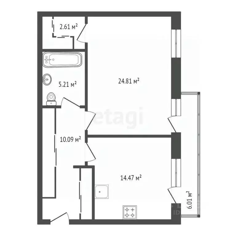 1-к кв. Красноярский край, Красноярск ул. Петра Подзолкова, 12 (59.0 ... - Фото 1
