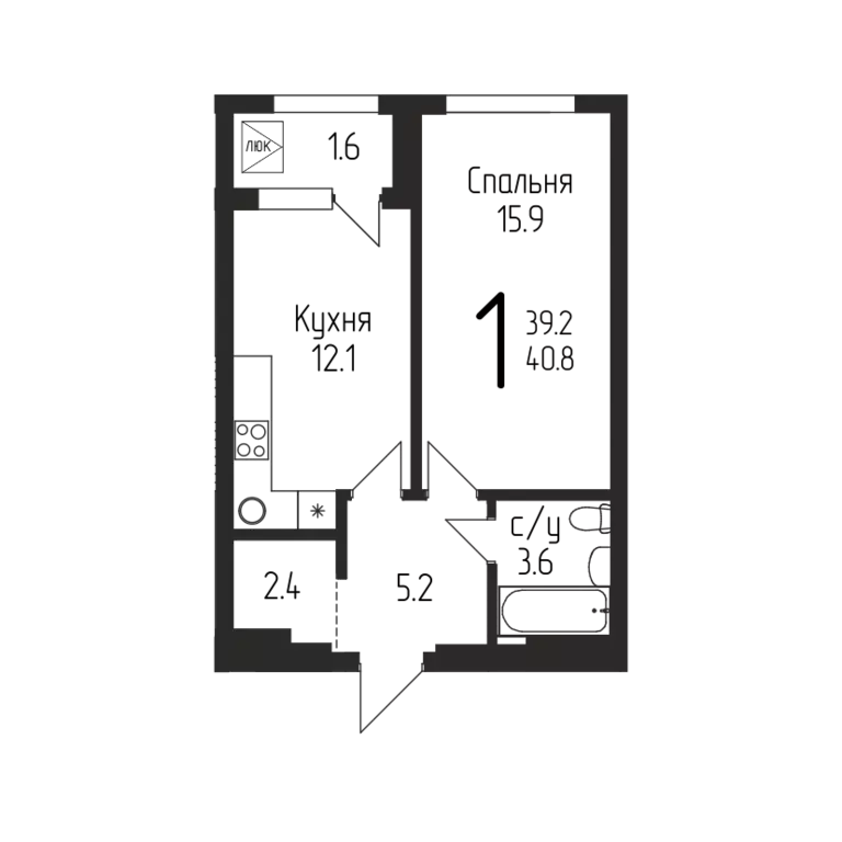 Продаётся 1-к квартира, 40.8 м - Фото 0